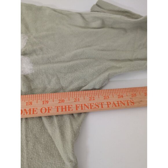 Aaeda Floral Sweater Womens Size Medium Green Boho Cottage Knit Oversized V Neck - Picture 8 of 9